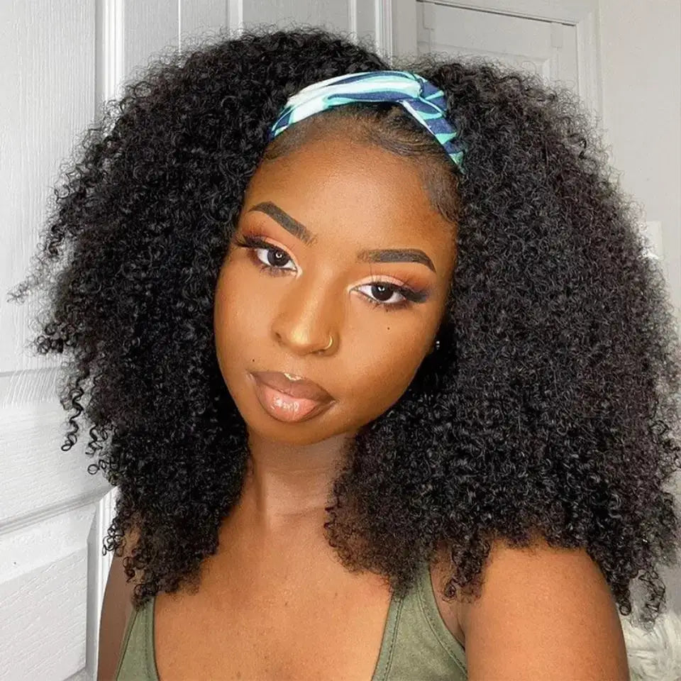 Innovative Kinky Curly Human Hair for Everyday Beauty and Style - Headband Wig / 20inches