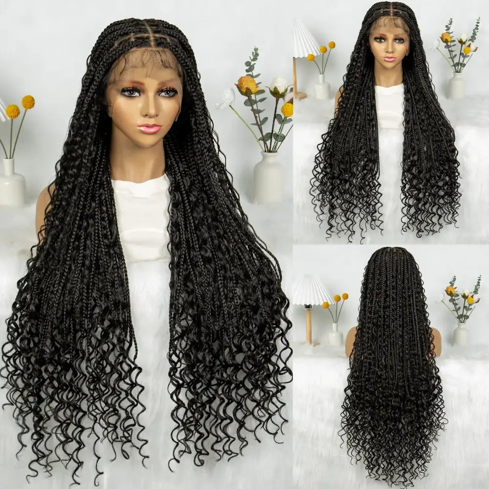 Lace Wig Collection: Embrace Your Beauty with New Box Braided Styles - 1B / 36inches