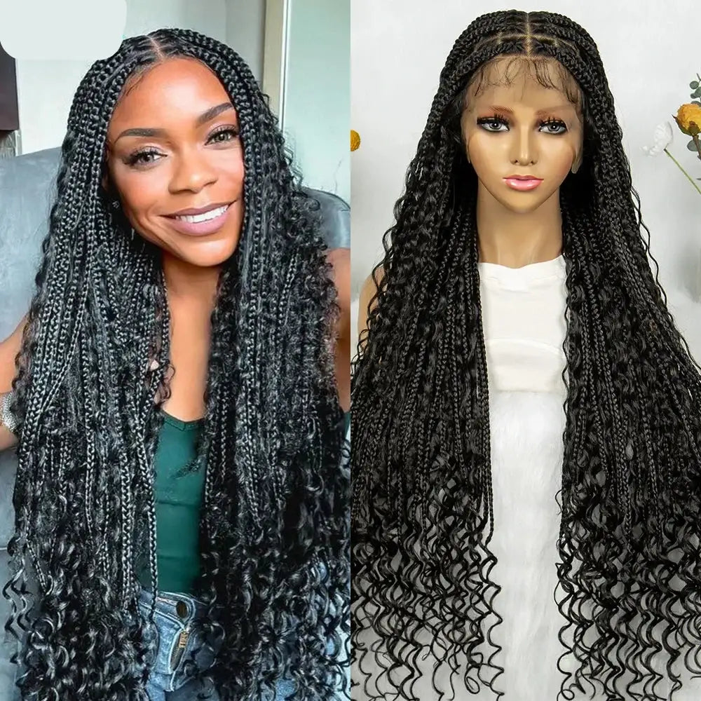 Lace Wig Collection: Embrace Your Beauty with New Box Braided Styles - 1B / 36inches