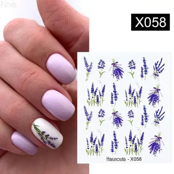 Lavender Spring Flower Nail Decals and Beauty Products at Queen Afro - X058