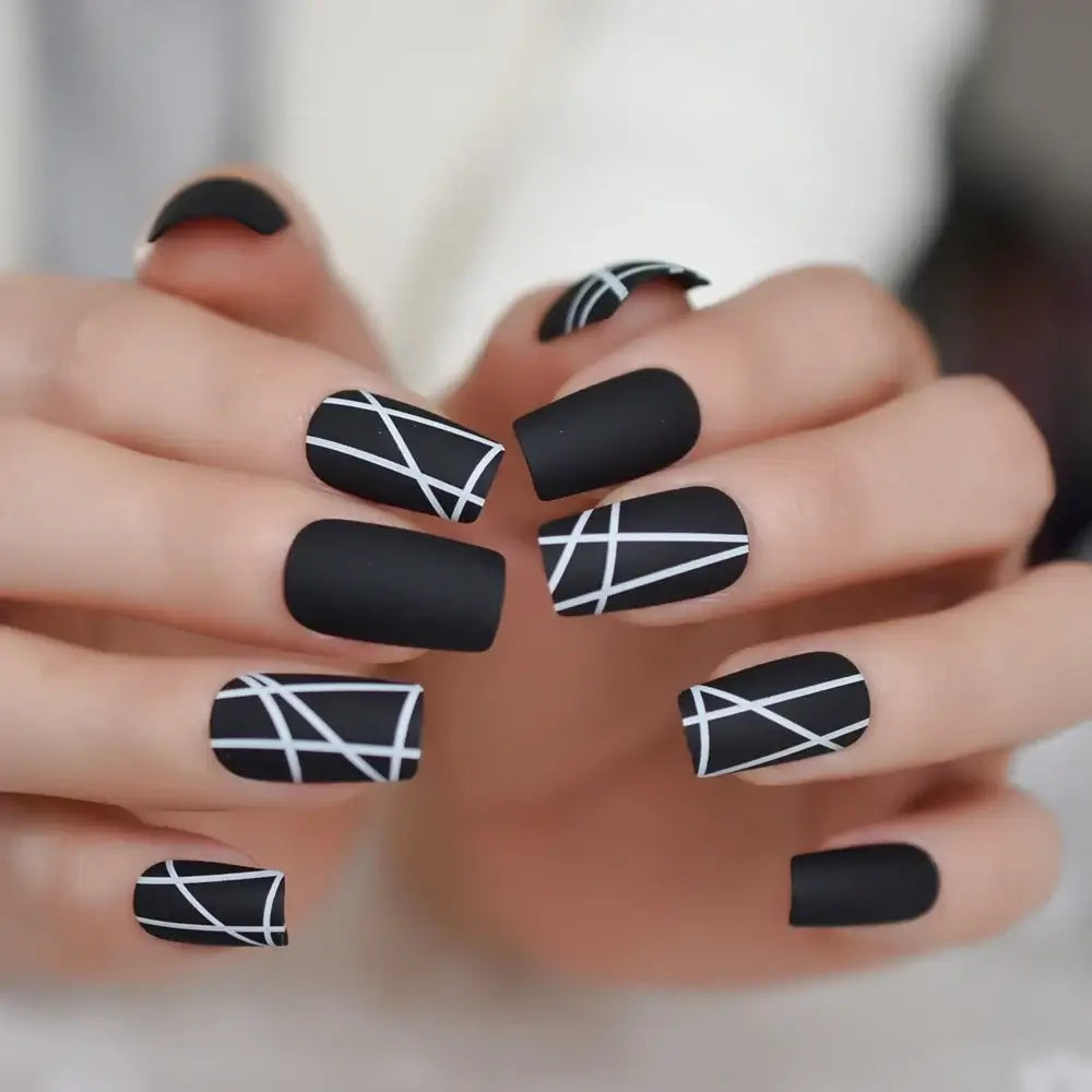 Matt Black Press-On Nails and More at Queen Afro’s Nail Collection - L5168