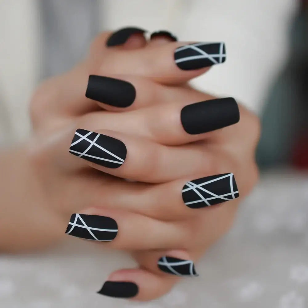 Matt Black Press-On Nails and More at Queen Afro’s Nail Collection