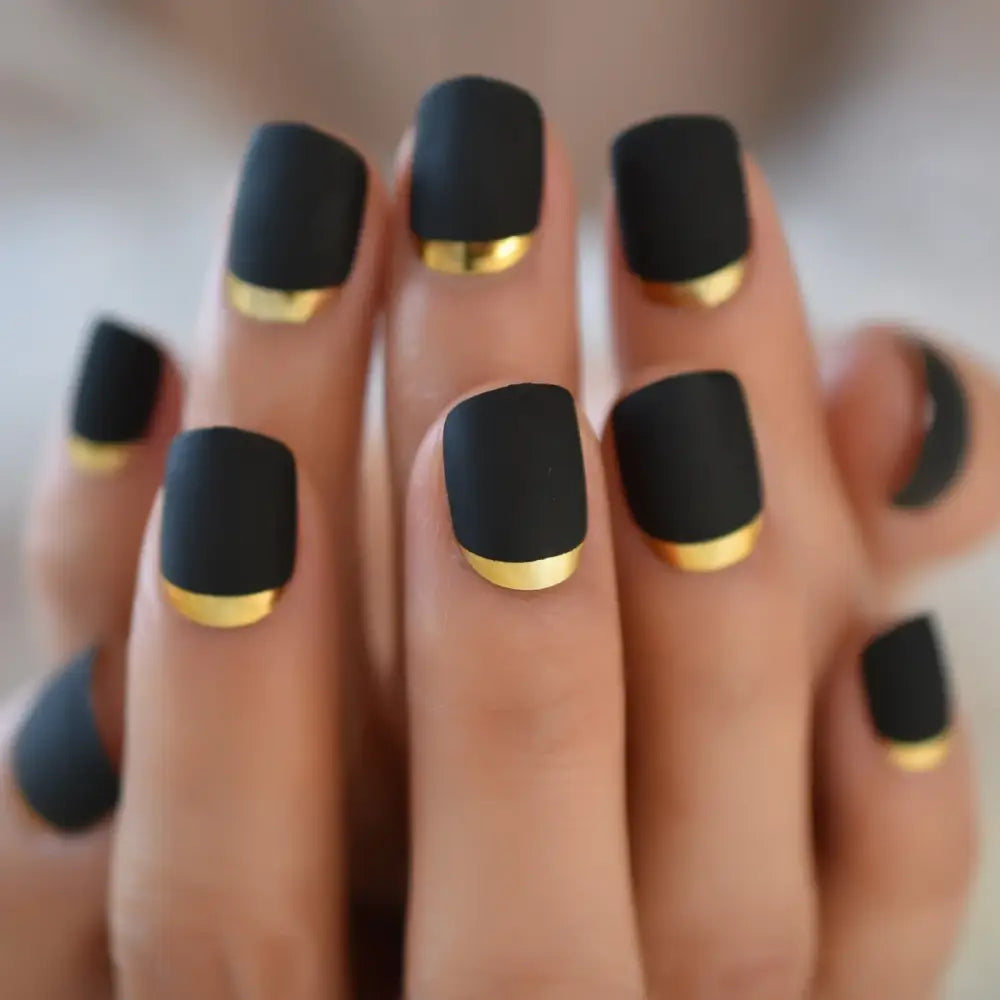 Matt Black Press-On Nails and More at Queen Afro’s Nail Collection - L6039