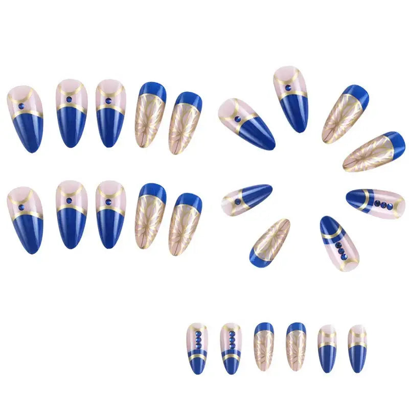 Mid-Length Almond Blue Press-On Nails for Stunning Looks - sapphire