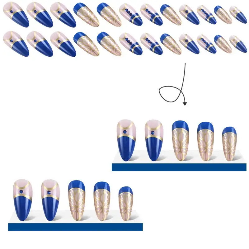 Mid-Length Almond Blue Press-On Nails for Stunning Looks - sapphire