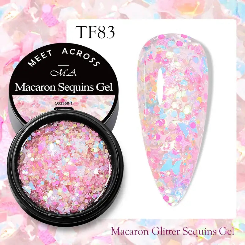 Nail Gel Collection with Macaron Glitter Sequins for Unique Designs - Q52368-1