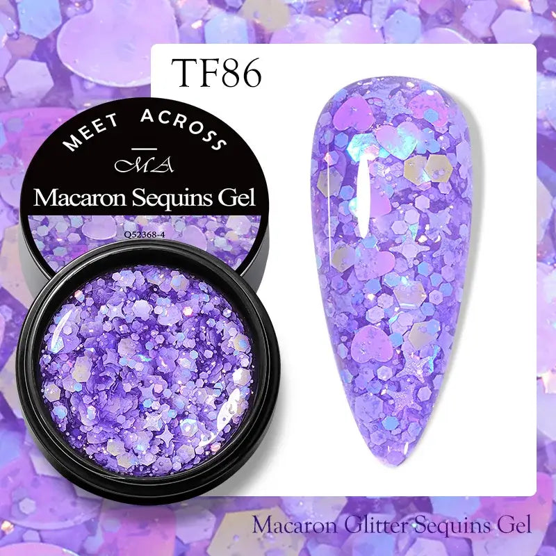 Nail Gel Collection with Macaron Glitter Sequins for Unique Designs - Q52368-4