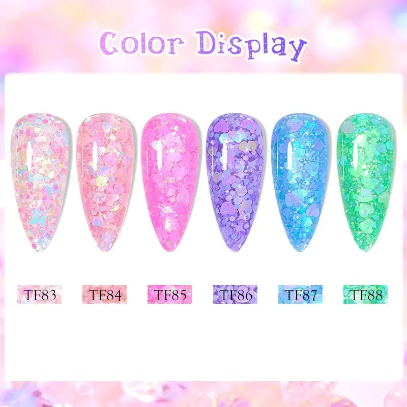 Nail Gel Collection with Macaron Glitter Sequins for Unique Designs