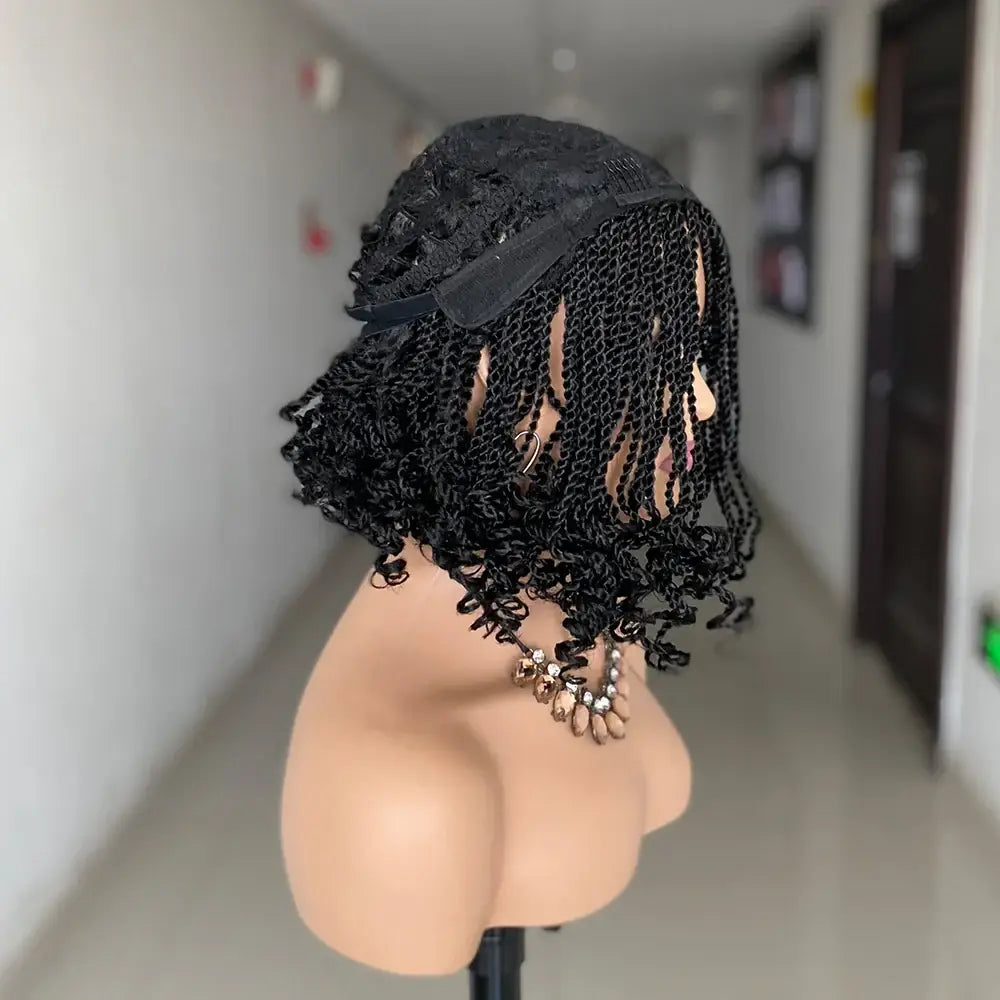 New Arrivals: Box Braided Heat-Resistant Wigs for Unique Style - Model Length