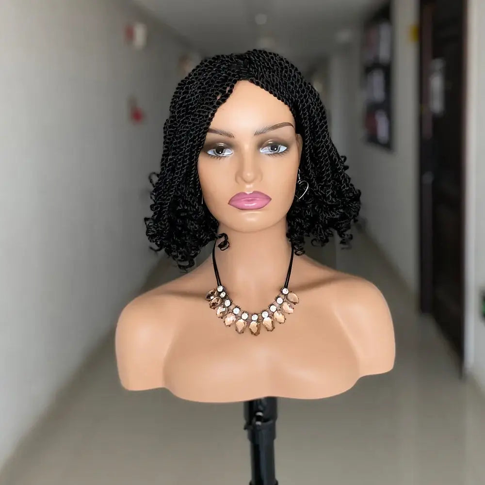 New Arrivals: Box Braided Heat-Resistant Wigs for Unique Style - Model Length