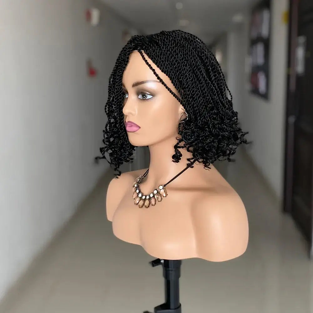 New Arrivals: Box Braided Heat-Resistant Wigs for Unique Style - Model Length