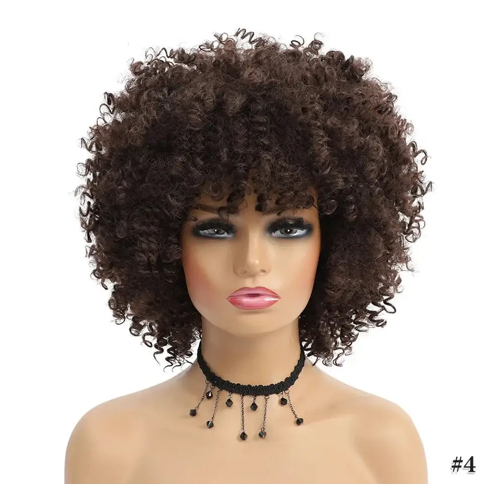 New Arrivals: Embrace Short Afro Kinky and Kinky Curly Wigs - #4 / 1pc / 8inches