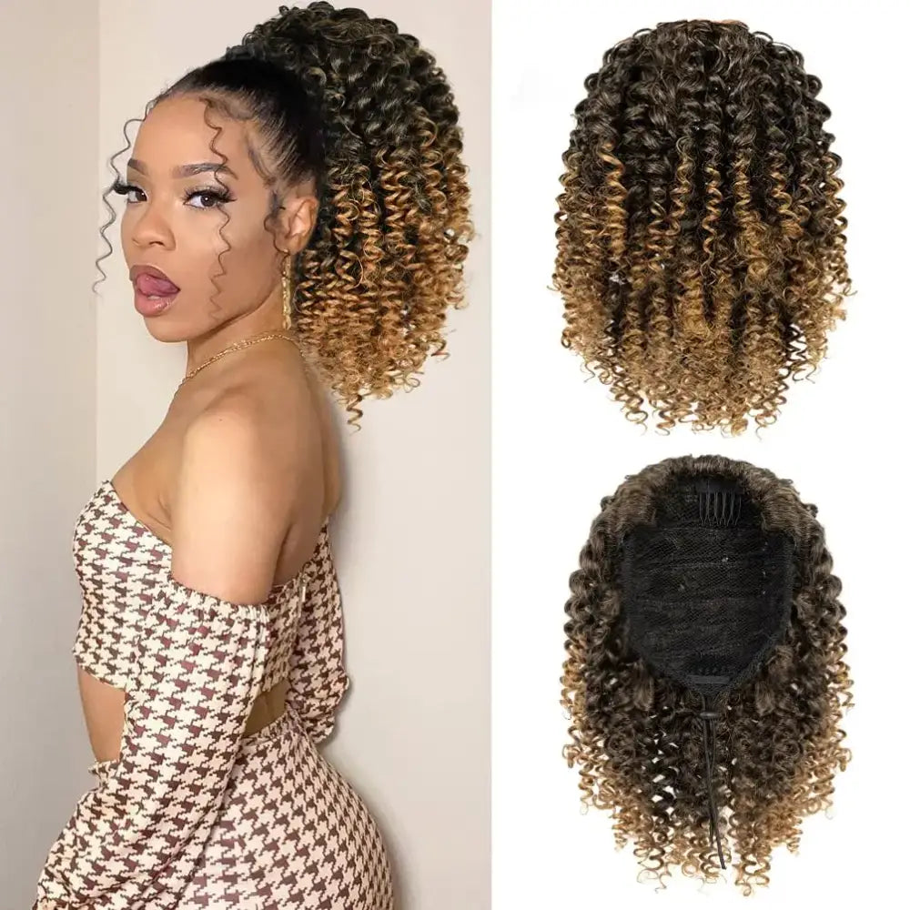 New Arrivals: Kinky Curly Ponytail Extensions to Elevate Your Style - Ponytail-1BT27 / 20inches