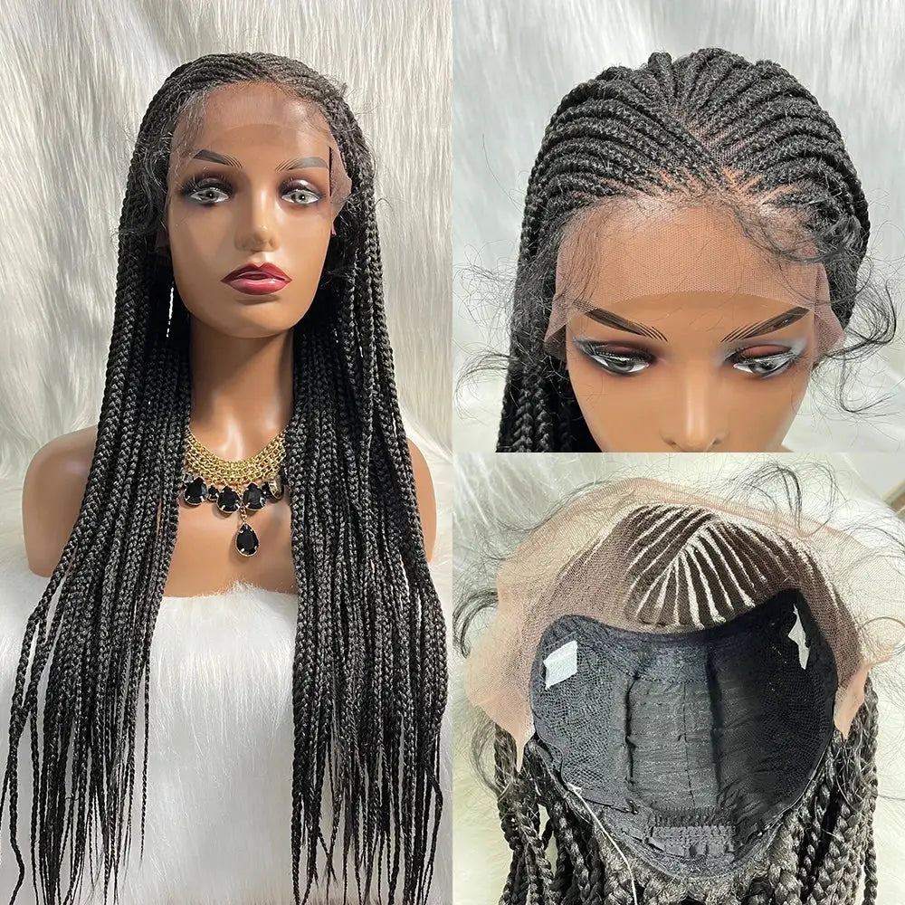 New Arrivals: Trendy Cornrow Box Braided Wigs at Queen Afro - 1B / 24inches