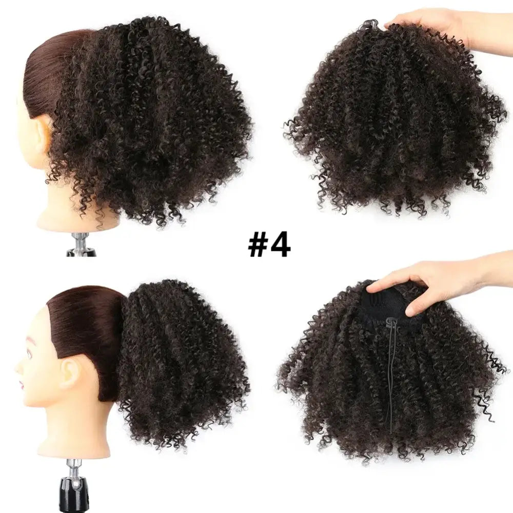 New Arrivals: Trendy Ponytail Extensions and Afro Puff Drawstrings - 4 / 1pc / 10inches