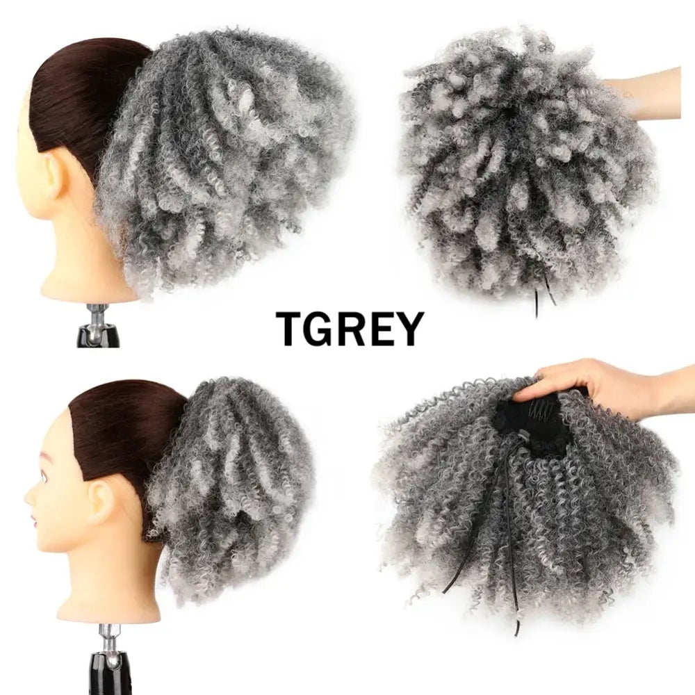 New Arrivals: Trendy Ponytail Extensions and Afro Puff Drawstrings - T1B-GREY / 1pc / 10inches