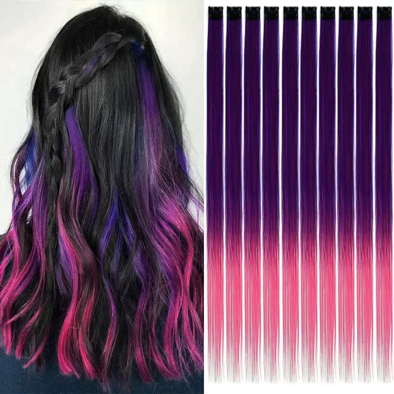 New Arrivals: Trendy Straight Colored Clip-In Hair Extensions - #1 / 22INCHES