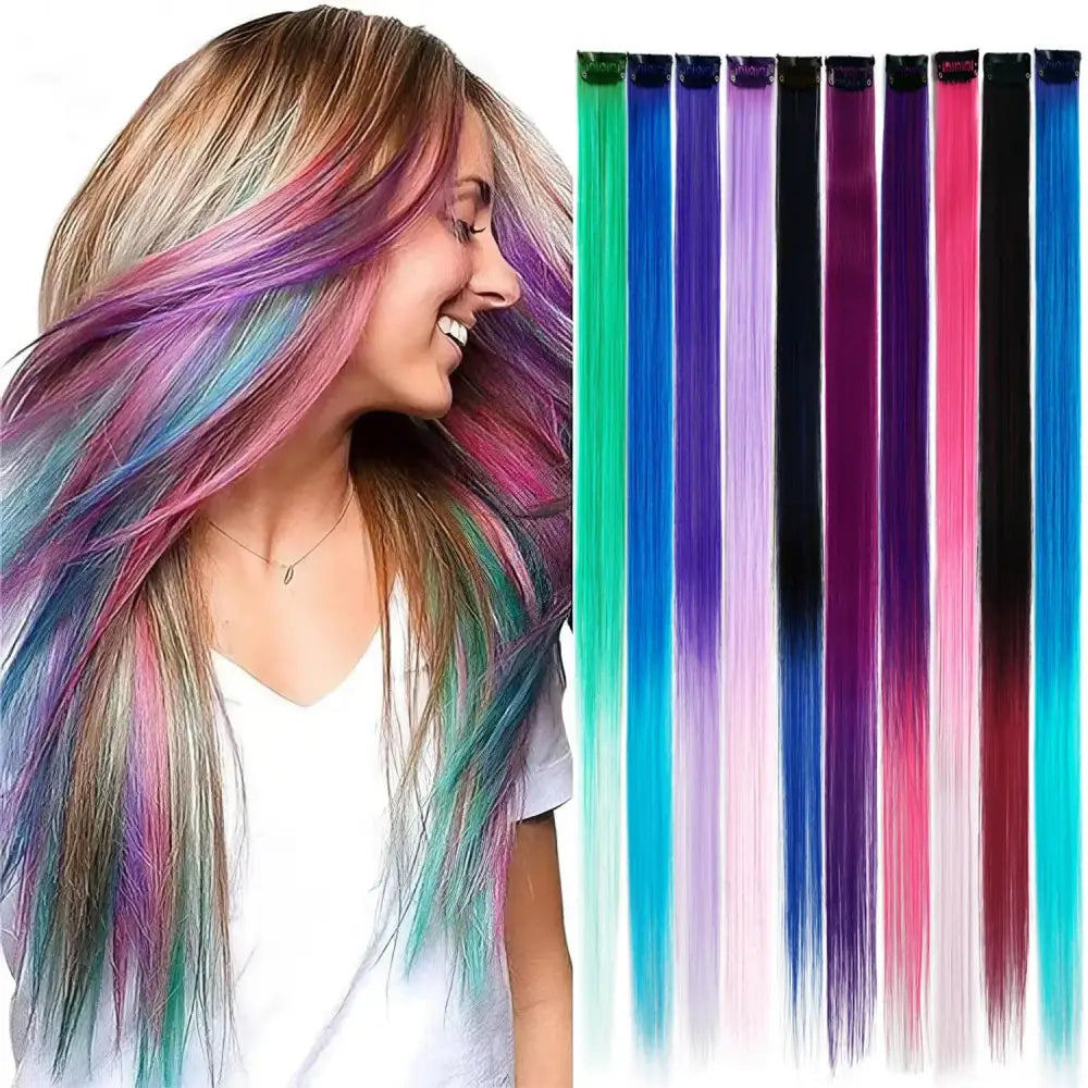 New Arrivals: Trendy Straight Colored Clip-In Hair Extensions - 1B/30HL / 22INCHES