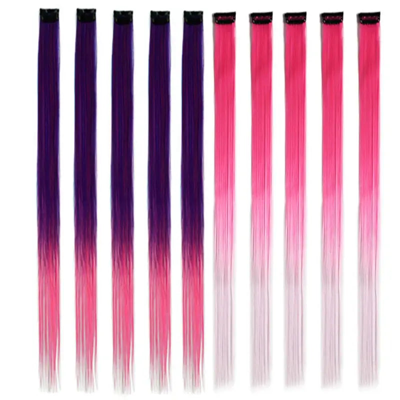 New Arrivals: Trendy Straight Colored Clip-In Hair Extensions - 1B/Purple / 22INCHES