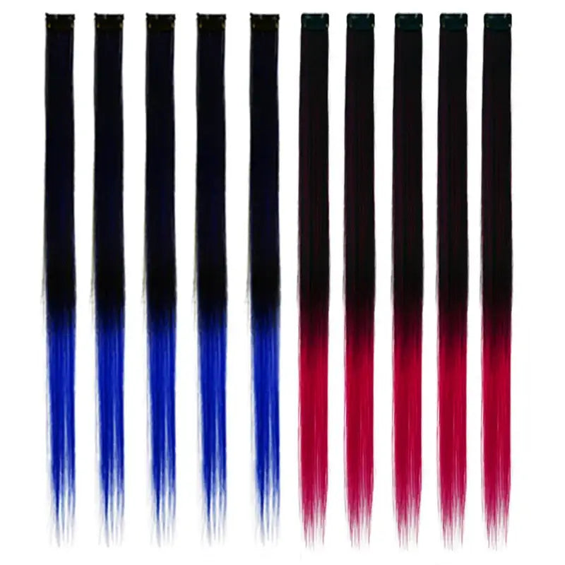 New Arrivals: Trendy Straight Colored Clip-In Hair Extensions - Blue / 22INCHES