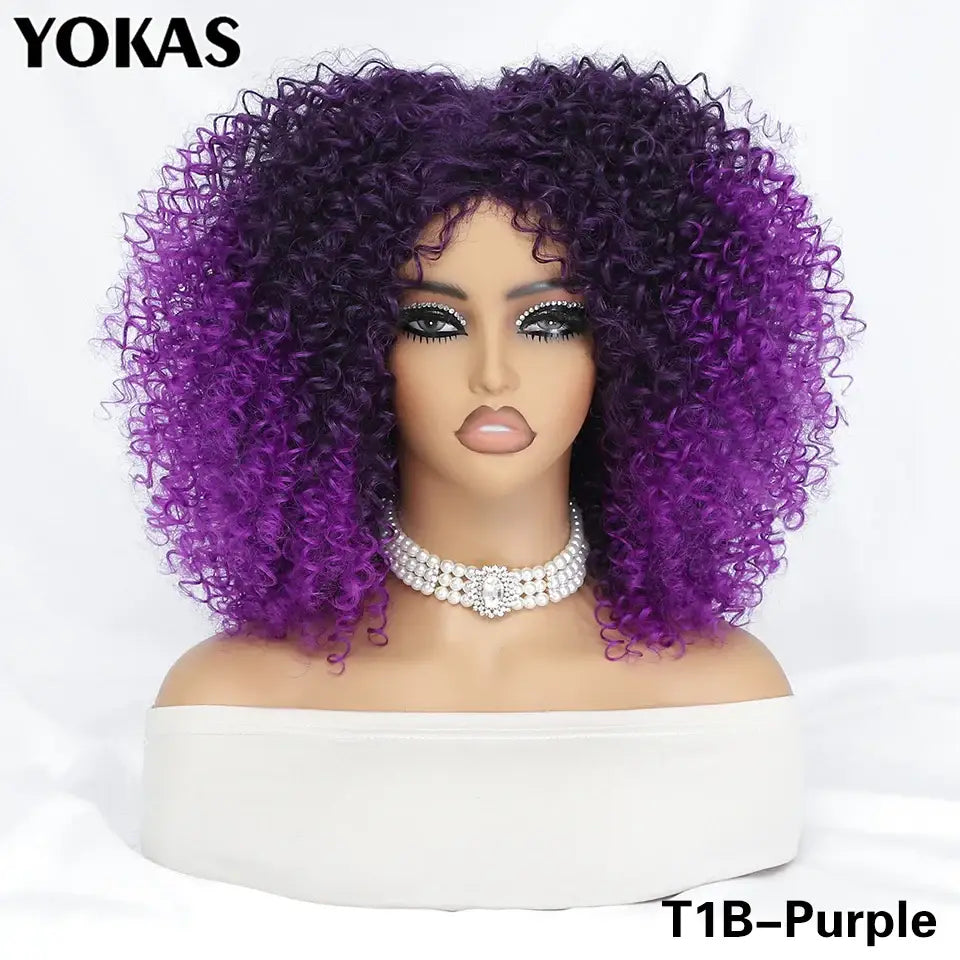 New Arrivals: Trendy Styles and Afro Kinky Wigs for Every Occasion - T1B-Purple / 1pc / 14inches