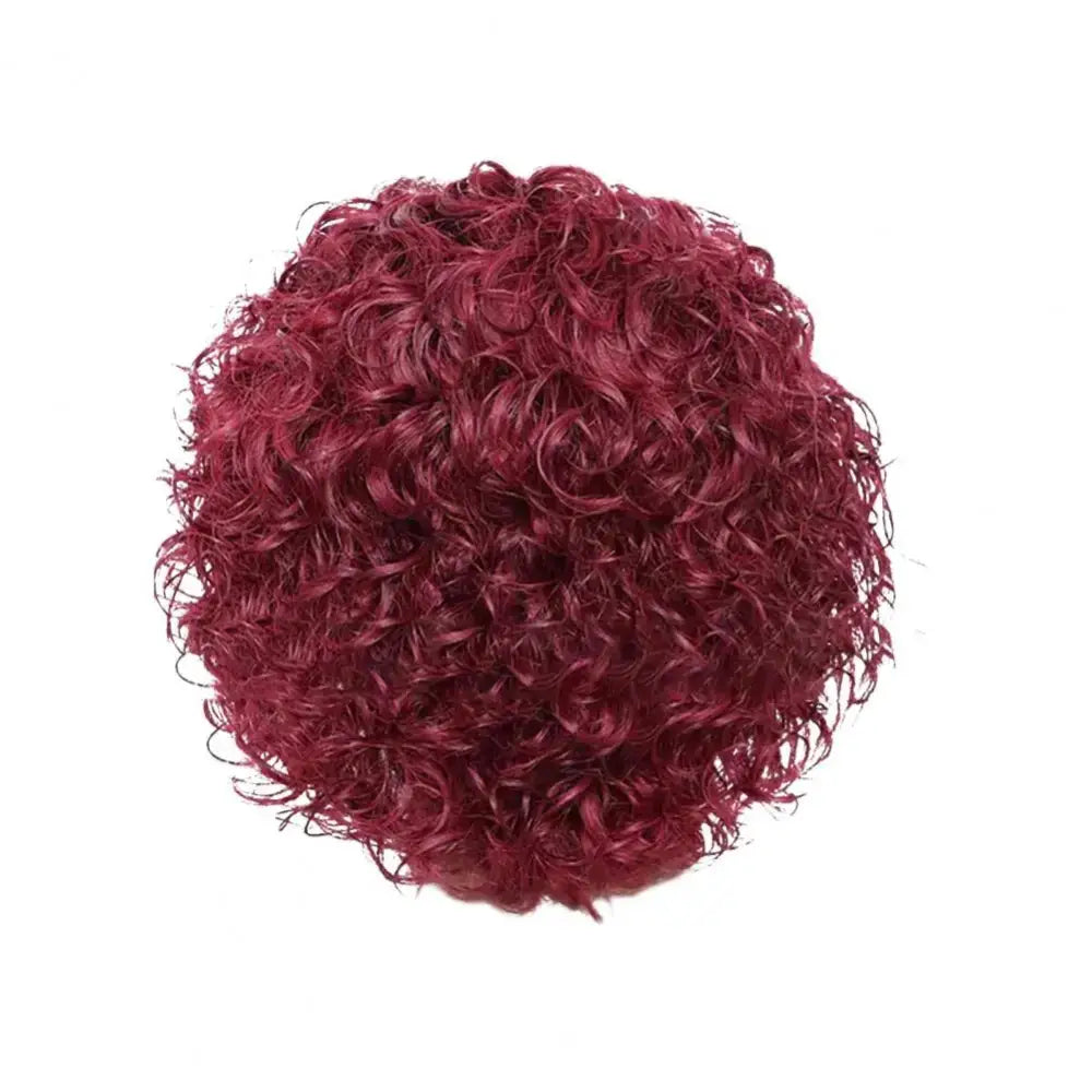 New Arrivals: Women Afro Heat-Resistant Wigs for Effortless Style - Wine Red