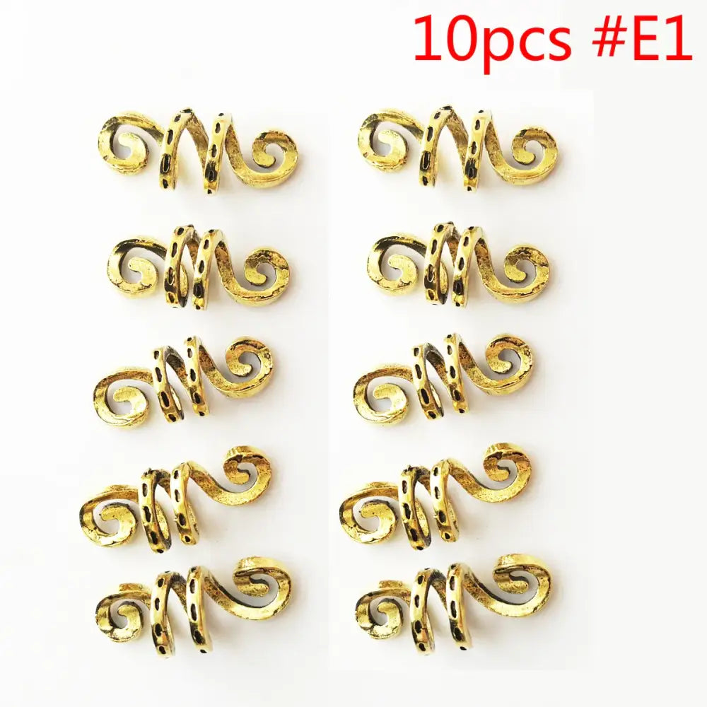 Pamper Your Hair with Viking Spiral Hair Beads Set and More - 10pcs Color E1