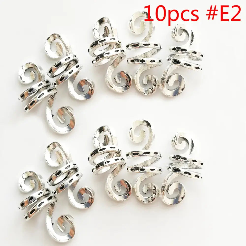 Pamper Your Hair with Viking Spiral Hair Beads Set and More - 10pcs Color E2