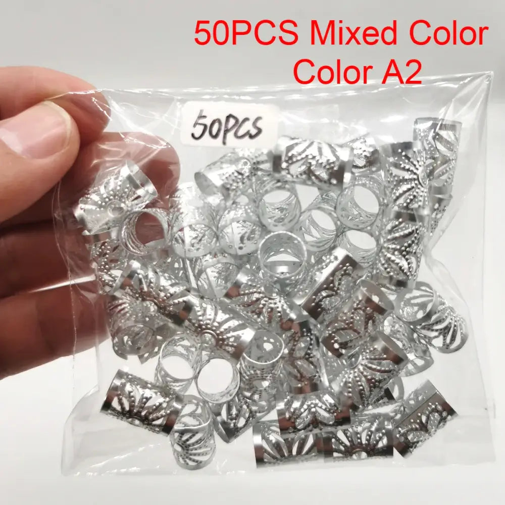 Pamper Your Hair with Viking Spiral Hair Beads Set and More - 50pcs Color A2