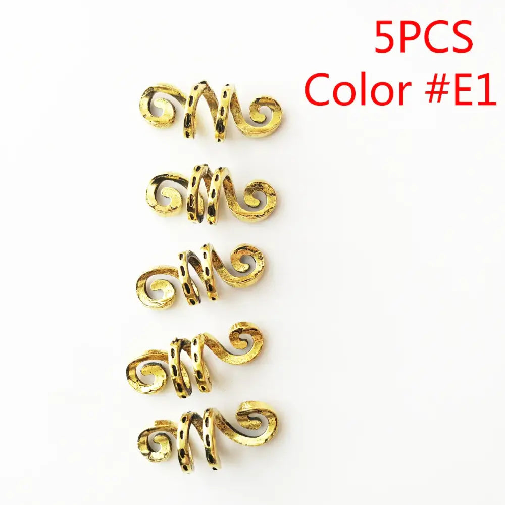 Pamper Your Hair with Viking Spiral Hair Beads Set and More - 5pcs Color E1