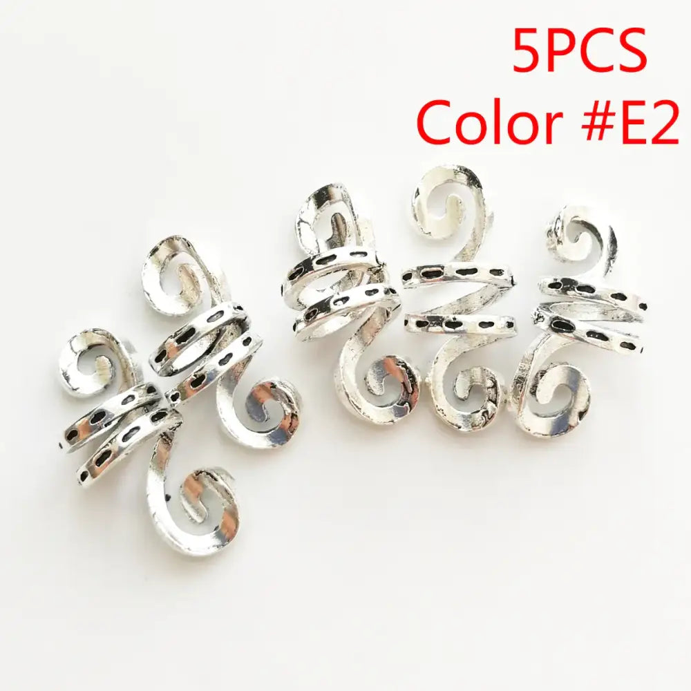 Pamper Your Hair with Viking Spiral Hair Beads Set and More - 5pcs Color E2