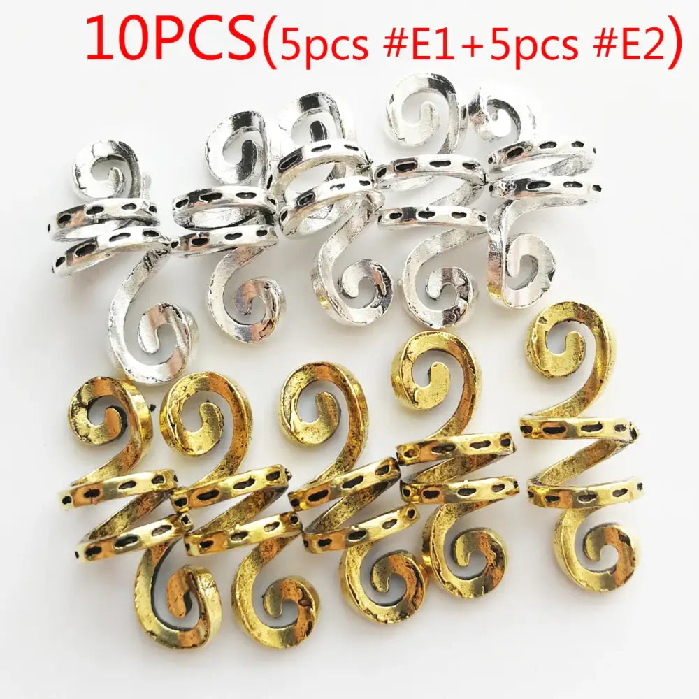 Pamper Your Hair with Viking Spiral Hair Beads Set and More - 5pcs E1 5pcs E2