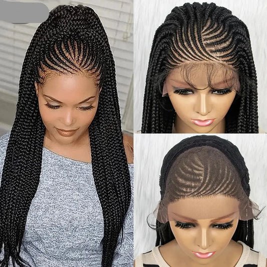 Queen Afro Braided Wigs and Beauty Products for Natural Elegance - 1B / 28inches