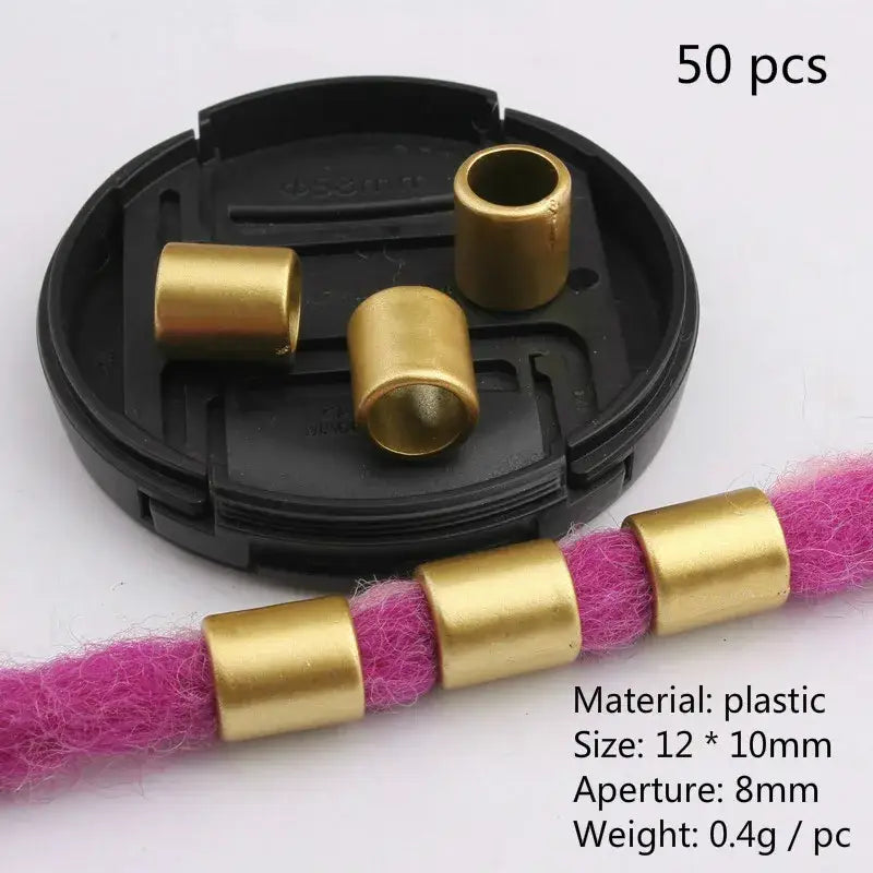 Queen Afro Hair Care Collection: Hair Rings and Cuffs Set for Beauty - 50 pcs gold