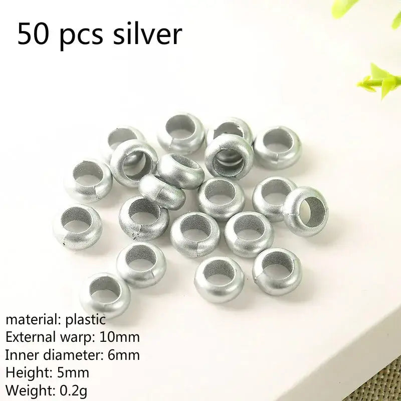 Queen Afro Hair Care Collection: Hair Rings and Cuffs Set for Beauty - 50 pcs silver 2