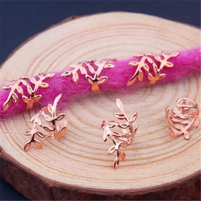 Queen Afro Hair Care: Elevate Your Look with Dreadlock Hair Rings - 20 pcs rose gold