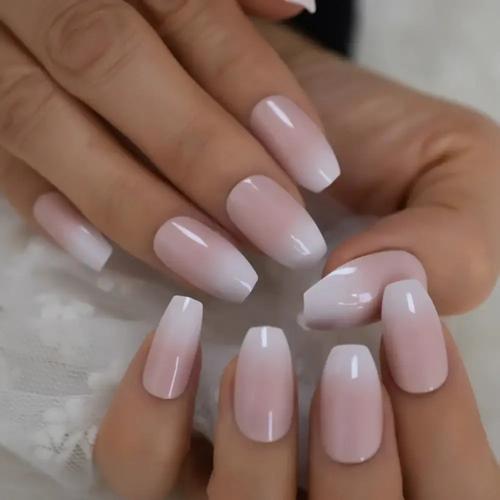 Queen Afro Pink Ombre Coffin Fake Nails for Glamorous Fingertips