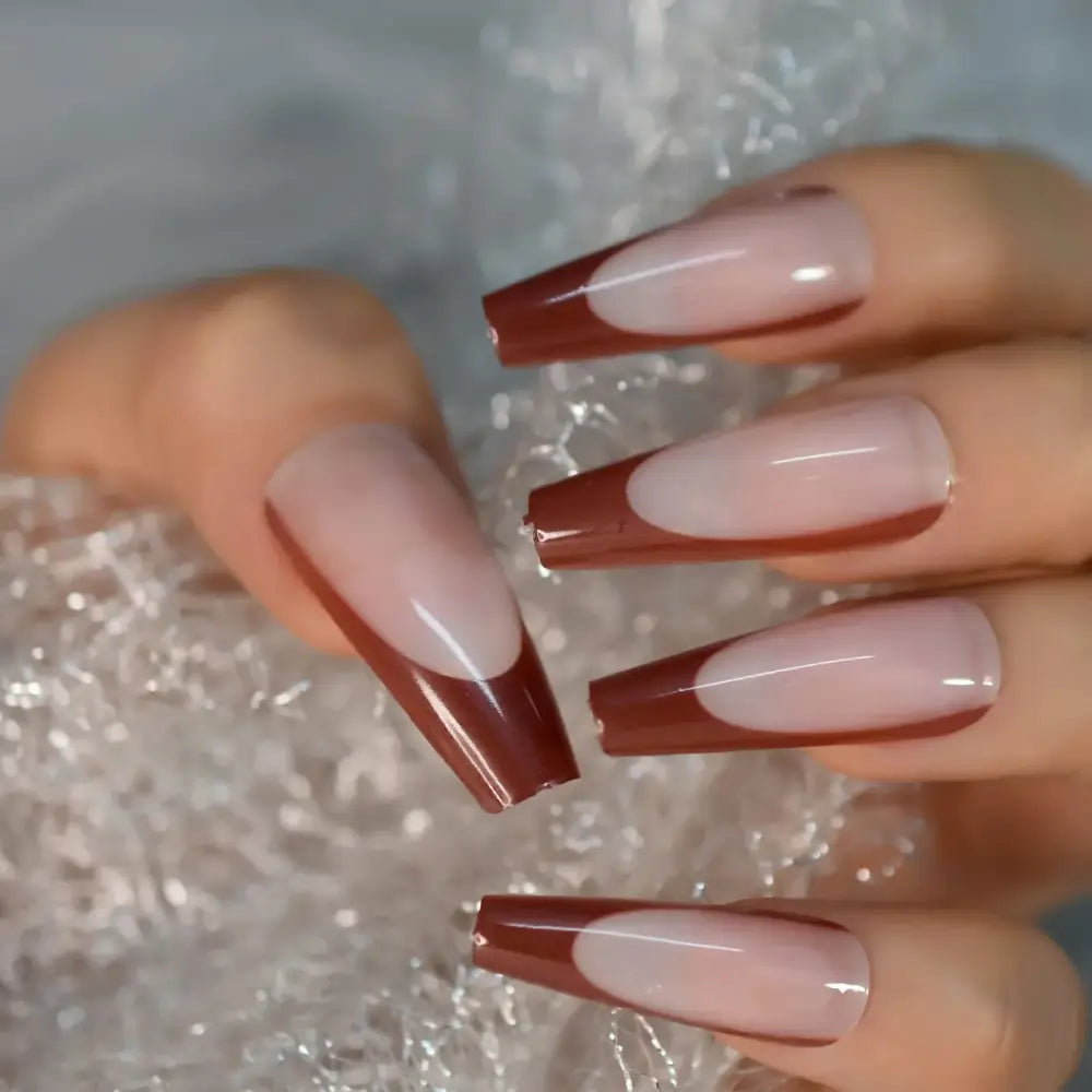 Queen Afro Pink Ombre Coffin Fake Nails for Glamorous Fingertips - L6280