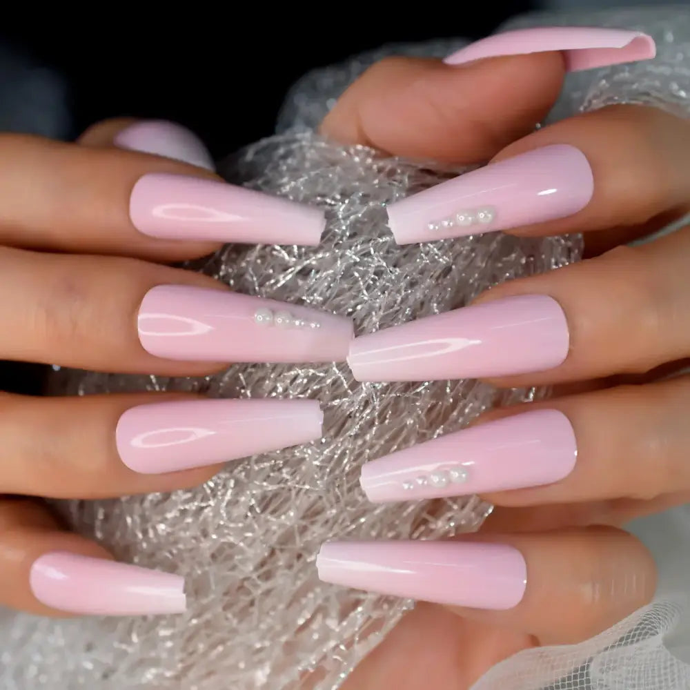 Queen Afro Pink Ombre Coffin Fake Nails for Glamorous Fingertips - L6284