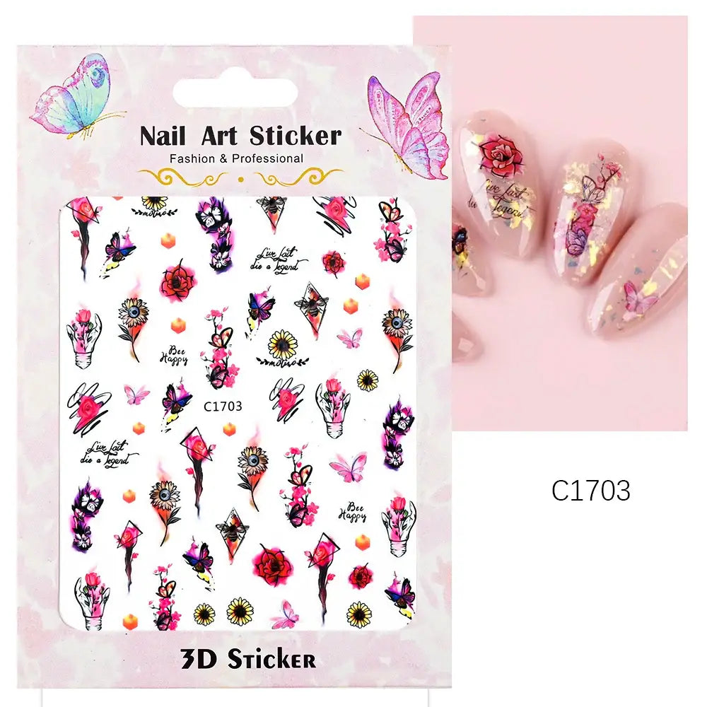 Queen Afro: Trendy Daisy Embossed Nail Art and Accessories Collection - NKZ217-C1703