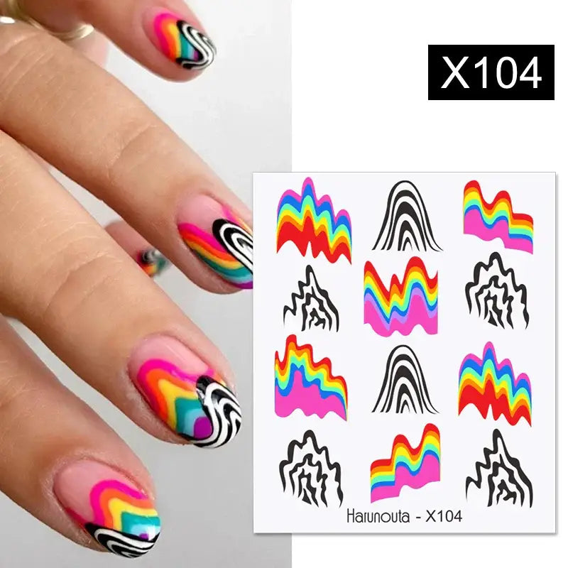 Queen Afro’s Color Block Nail Art and Decals for Unique Self-Expression - X104--