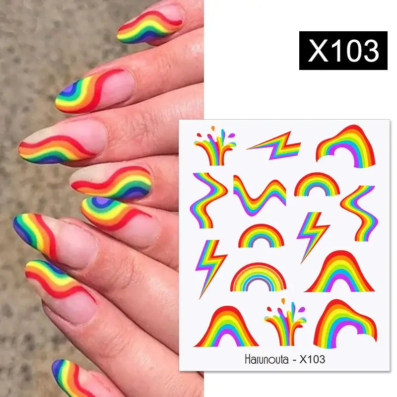 Queen Afro’s Color Block Nail Art and Decals for Unique Self-Expression - X103--