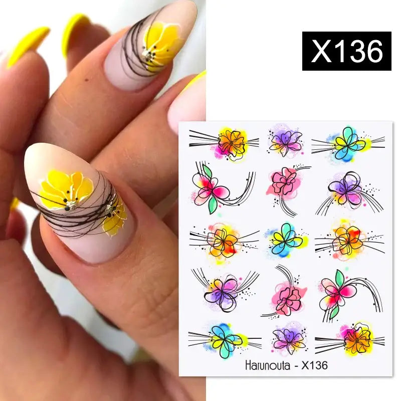 Queen Afro’s Color Block Nail Art and Decals for Unique Self-Expression - X136