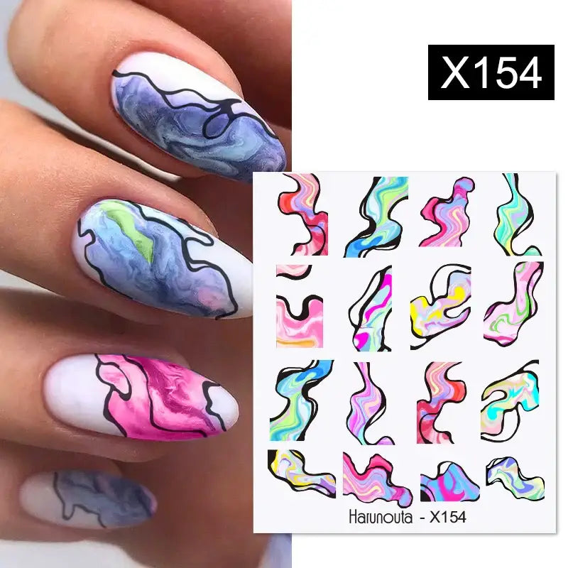 Queen Afro’s Color Block Nail Art and Decals for Unique Self-Expression - X154