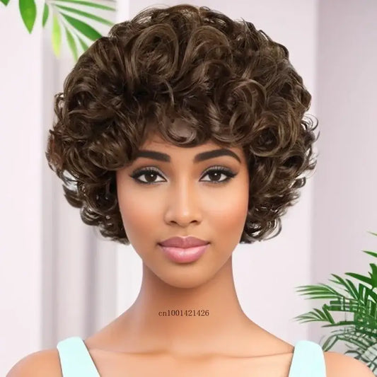 Shop Curly Synthetic Wigs and Beauty Essentials at Queen Afro - Brown