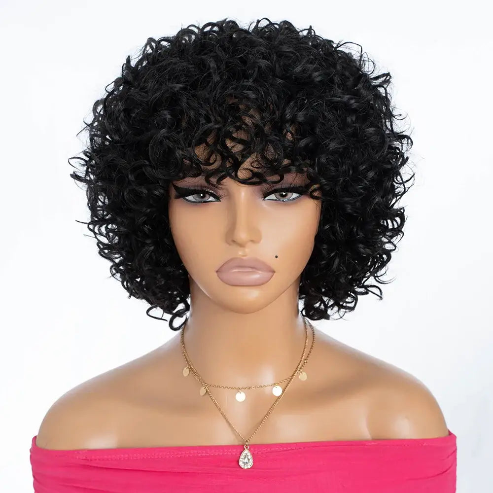 Shop New Arrivals: Trendy Short Curly Human Hair Styles - 1B / Model Lengh / 180%