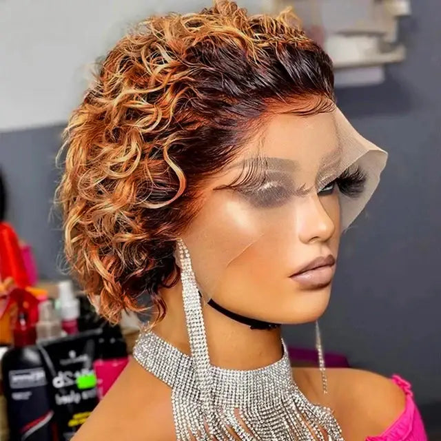 Stunning New Arrivals in Lace Wig: Pixie Cut 99J Collection - 1B 30 / Model Length / Pixie Cut Wig