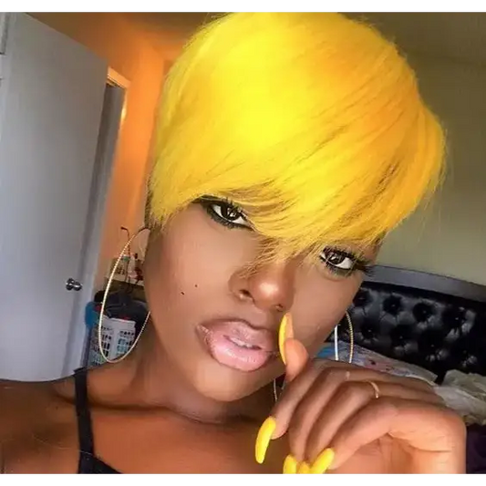 Synthetic Yellow Short Wig for Fun and Stylish Everyday Looks - 9769