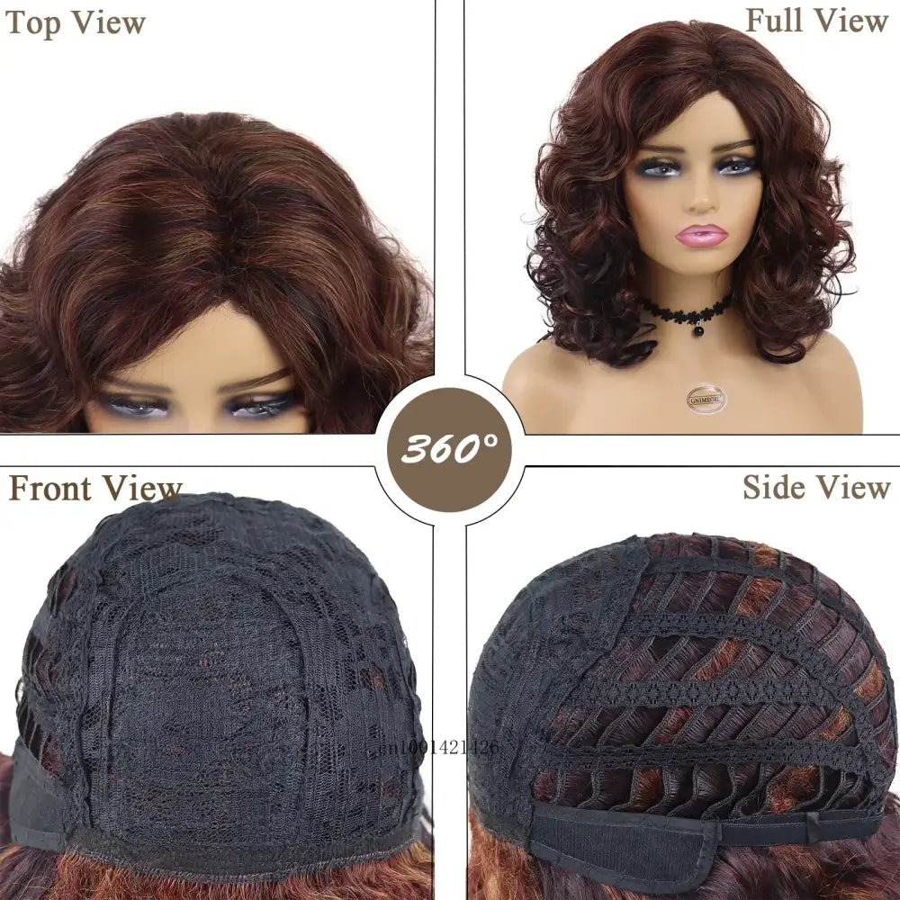 Trendy Ginger Red Shoulder-Length Curly Wigs for Unique Styles - Brown