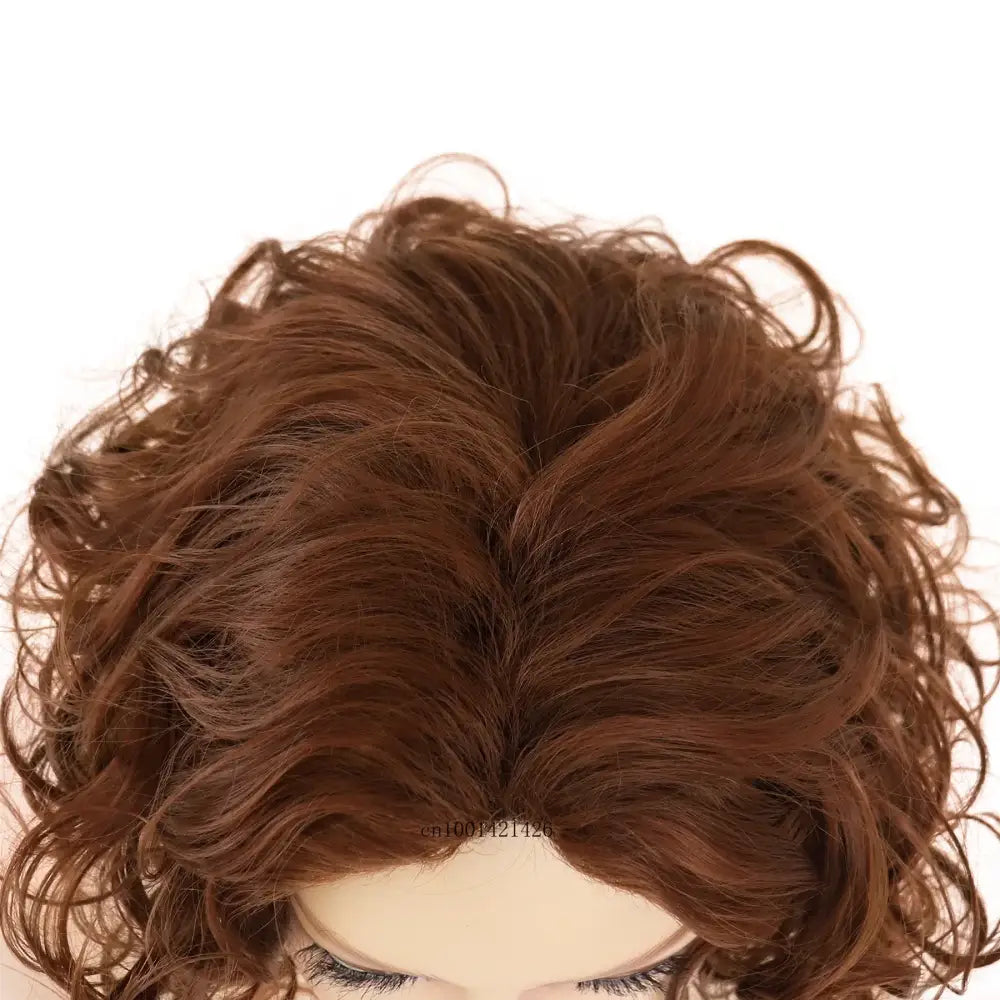 Trendy Ginger Red Shoulder-Length Curly Wigs for Unique Styles - Brown